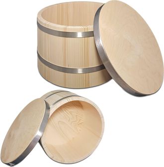 OEM Bol De Madera Para Fermentar Masa De Pan Con Tapa, Grande, De Abeto, 15 L