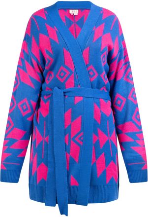 Izia opengebreid vest Dames blauw roze