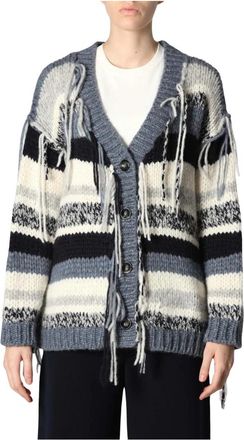 Roberto Collina Cardigan ml riga irregolare - Dames - Vesten - Blauw - M - Truien & Vesten