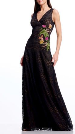 Dress The Population Baylor Floral Embroidery Sleeveless Dress in Black Multi at Nordstrom, Size Xx-Small