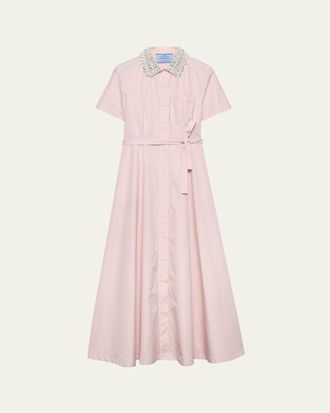 Prada Embroidered Poplin Shirtdress