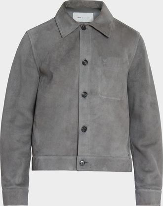 Ami Men & apos;s Ami De Coeur Suede Jacket