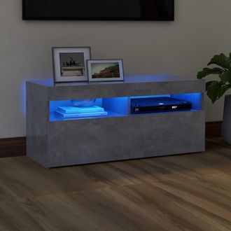 vidaXL Vidaxl - Mueble De Tv Con Luces Led Gris Hormig&oacute;n 90x35x40 Cm