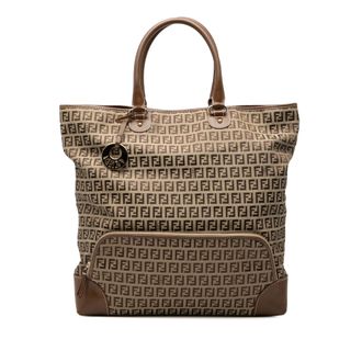 Fendi Pre-owned Womens Zucchino Canvas Chef Shopping Tote - Tan Textile - One Size