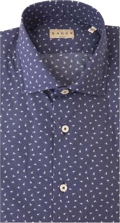 Xacus Washed-Shirt 748Ml - Heren - Casual Overhemden - Blauw - M - Leer - Overhemden