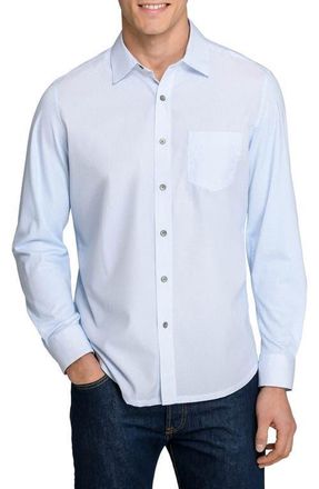 W.R.K Slim Fit Abstract Squiggle Reworked Button-Up Shirt in White/Blue at Nordstrom, Size Xx-Large