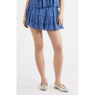 BP. Ditsy Floral Mesh Miniskort in Blue Colony Meadow Clusters at Nordstrom, Size Xx-Small
