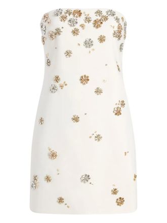 Cinq &agrave; Sept tumbling flowers strapless samia dress - White