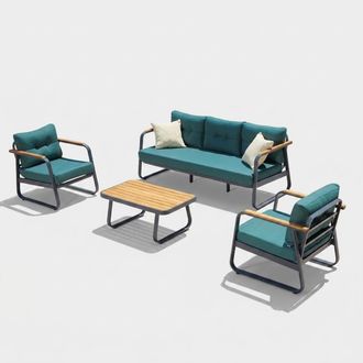 Emob Juego De Sal&oacute;n De Jard&iacute;n De Aluminio Con Mesa Auxiliar Rio 186 - Azul Marino