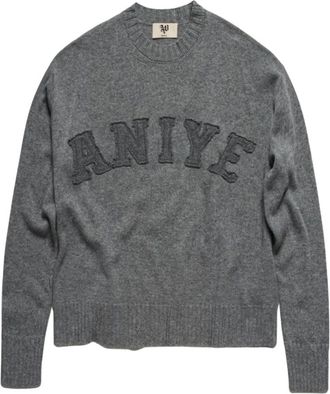 Aniye By Maglione a maniche lunghe in misto lana cashmere con logo ricamato. - Knitwear - Mujer - Gris - XS