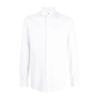 Emporio Armani Formal Shirts, male, White, Size: 2XL White Jersey Long-Sleeve Shirt