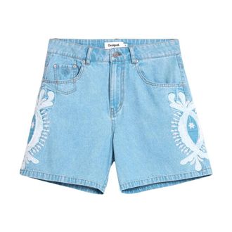 Desigual Denim Shorts, female, Blue, Size: 2XS Denim Bermuda Shorts with Embroidery