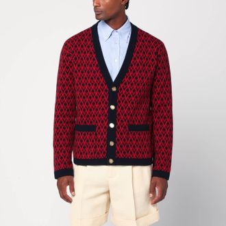 Valentino Jacquard patterned cardigan Toute la V red/navy blue