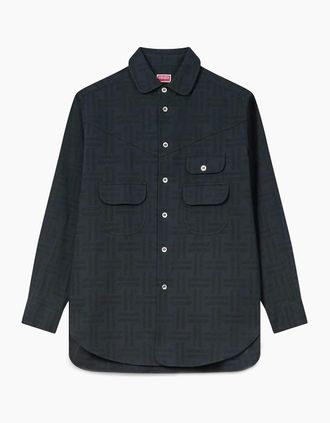 Kenzo Mens Weave Workwear Overshirt Black - Size: Regular/36
