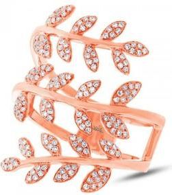Allurez 0.34ct 14k Rose Gold Diamond Leaf Ring