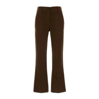 Brunello Cucinelli Pantaloni Sigaretta in Moleskin - - Trousers - Donna - Marrone - L
