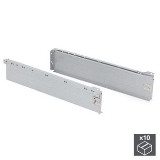 Emuca Lote De 10 Cajones De Cocina Ultrabox, Altura 118mm, Profundidad 500mm, Acero, Gris Metalizado