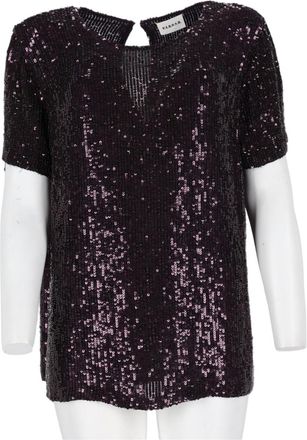 P.A.R.O.S.H. Shimmering Dark Purple Sequined Blouse