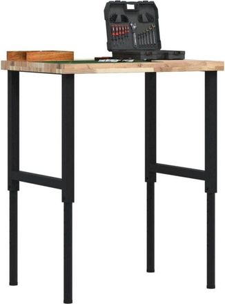 vidaXL vidaXL Banco Lavoro 80x60x(73-99,5) cm Legno di Faggio Rettangolare