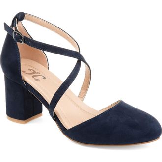Journee Collection Foster Block Heel Pump - Wide Width in Navy at Nordstrom Rack, Size 12