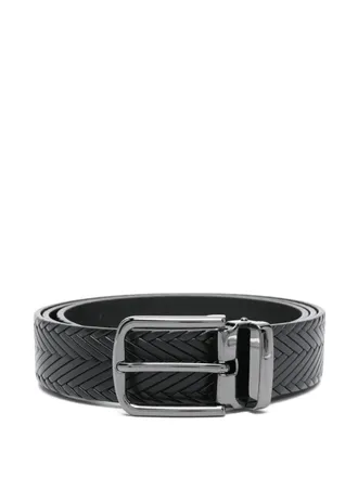 Emporio Armani engraved belt - men - Leather - One Size - Black