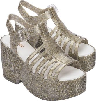 Melissa Station 79 Platform Sandal in Glitter Gold at Nordstrom, Size 10