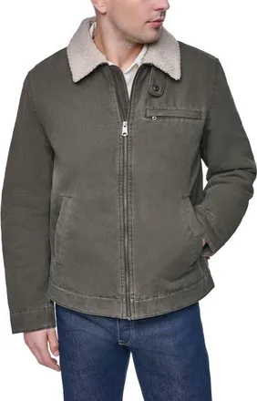 Levi's Western Utility Jacket with Faux Shearling Collar in Olive at Nordstrom, Size Xx-Large