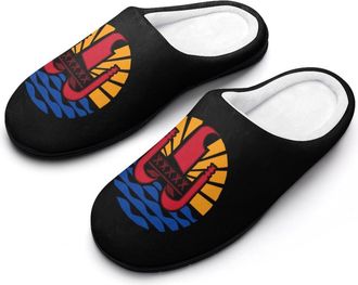 Generic Coat of Arms of French Polynesia Funny Mens Cotton Slippers Soft Non-Slip Rubber Sole House Slipper Indoor Outdoor