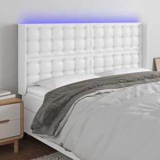 vidaXL Cabecero Con Led Cuero Sint&eacute;tico Blanco 163x16x118/128 Cm Vidaxl