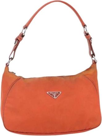 Prada Pre-owned Nylon Schoudertas - Dames - Vintage Schoudertas - Oranje - ONE Size - Nylon - Vintage