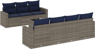 vidaXL Vidaxl - Set De Sof&aacute;s De Jard&iacute;n 8 Pzas Y Cojines Rat&aacute;n Sint&eacute;tico Gris