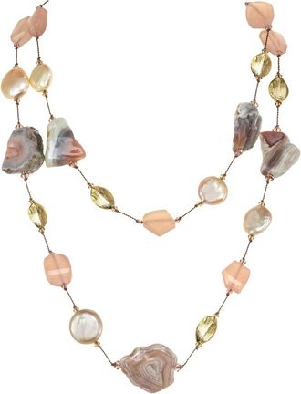 Margo Morrison Vermeil Gemstone & Pearl Necklace