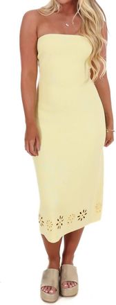 Le Lis Blanc Deux In The Sun Eyelet Tube Sweater Dress In Yellow