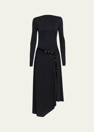 3.1 Phillip Lim Embellished Draped Long-Sleeve Maxi Dress