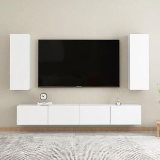 vidaXL Vidaxl - Muebles De Sal&oacute;n 4 Piezas Madera De Ingenier&iacute;a Blanco
