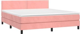 vidaXL Vidaxl - Cama Box Spring Colch&oacute;n Y Led Terciopelo Rosa 180x200 Cm