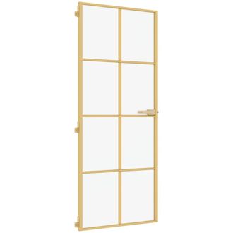 vidaXL Puerta De Interior Dorada Vidrio Templado Y Aluminio 83x201,5cm Vidaxl