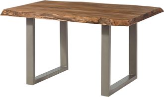 Massivmoebel24 Freeform 5 Tavolo Da Pranzo In Legno Di Sheesham - Verniciato Natur / Gambe In Ferro U Argento Matt 140x90