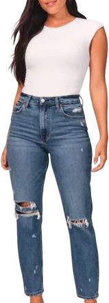 Abercrombie & Fitch High Rise Mom Jeans In Blue
