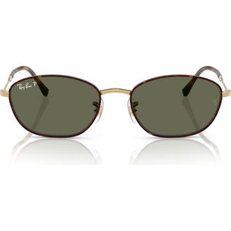Ray-Ban 55mm Polarized Irregular Sunglasses in Green Havana at Nordstrom