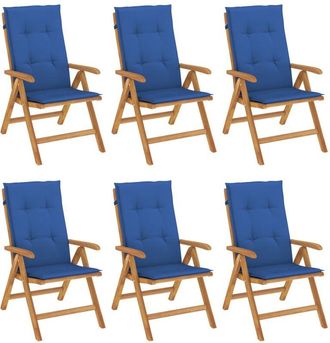 vidaXL Sillas De Jard&iacute;n Reclinables Y Cojines 6 Uds Madera Maciza Teca Vidaxl