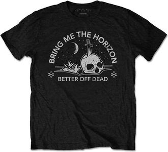 Bring Me The Horizon Happy Song Dagger Moon Skull Stars Text T-Shirt Black L