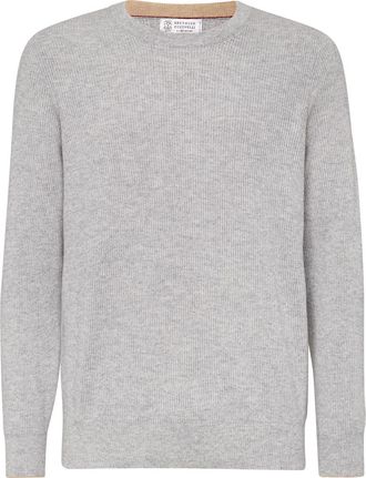 Brunello Cucinelli English Rib knit sweater in Pebble at Nordstrom, Size 56 It