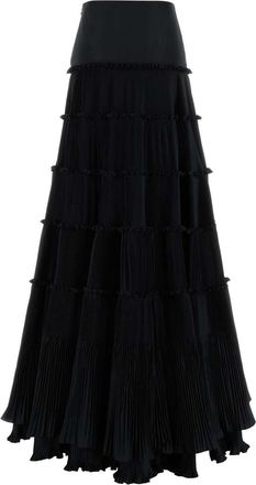 Blumarine Pleated Taffeta Skirt - Black