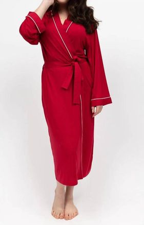 Cyberjammies Jersey Long Dressing Robe Gown In Blaze Red