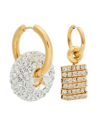 Timeless Pearly contrasting-design earrings - women - 24kt Gold Plated Brass/Rhinestone - One Size
