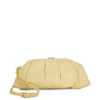 Dune London Womens Accessories Drapery - Oversized Leather Handheld Clutch - Yellow Faux Leather - One Size