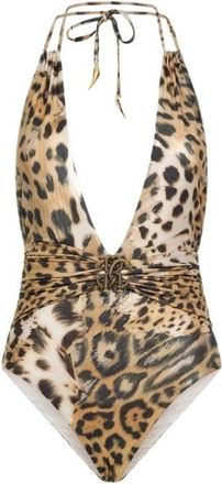 Roberto Cavalli Badpak met Jaguar Skin print - Dames - Badpakken - Bruin - L - Badmode