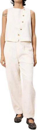 FRNCH Pepita Textured Trouser In Cream