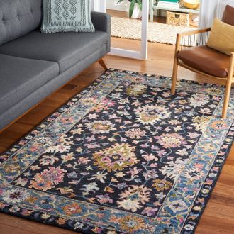 Safavieh Aspen Hand Made Area Rug, Black / Light Blue Traditional Style Non-Shedding